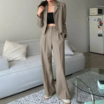 Load image into Gallery viewer, Fashion Blazer Suits Women Elegant Long Sleeve Tops Wide Leg Pants Sets 2PCS ZANZEA Casual Solid Work Matching Sets Outifits  Amaijoin
