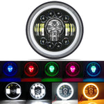 Carregue a imagem no visualizador da Galeria, 7&quot; Round LED Headlight Cafe Racer for Yamaha Harley Road King Jeep Wrangler Jk Halo Angel Eyes 7 Inch Motorcycle LED Headlight  Amaijoin
