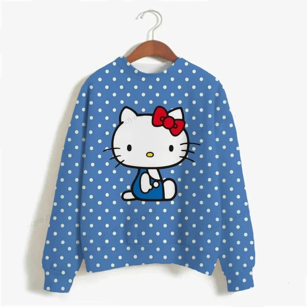 Harajuku Female Clothing Pullover Fashion Autumn And Winter HELLO KITTY Print Woman Hoodie Casual Women Long-sleeved Sweatshirt  Amaijoin