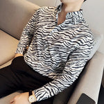 Carregue a imagem no visualizador da Galeria, Zebra Striped Shirt for Men Long Sleeve Casual Shirts Men&#39;s Slim Fit Business Dress Shirts Wedding Party Club Party Tuxedo M-4XL  Amaijoin
