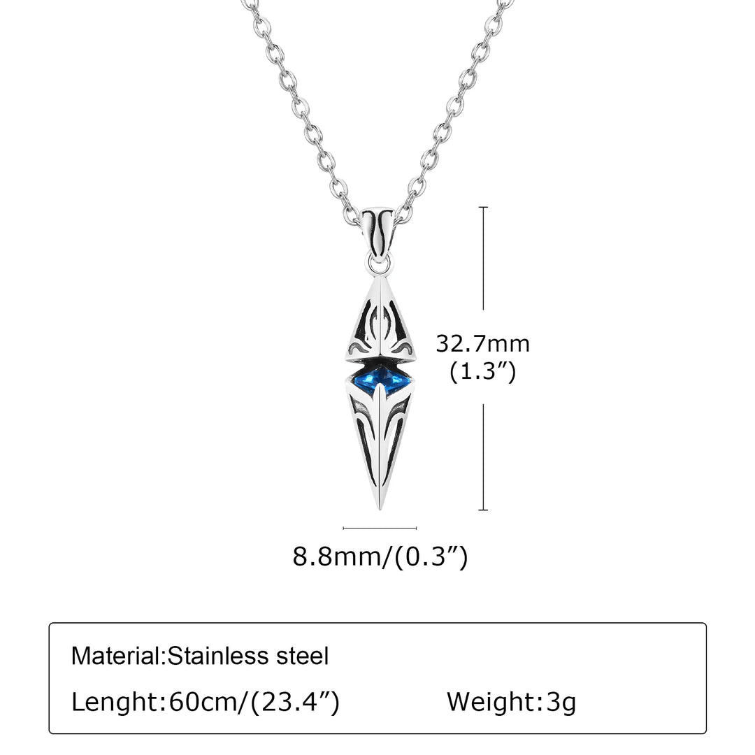 Mprainbow Chic Blue Stone Necklaces for Men,Stainless Steel Geometric Pendant Collar,Valentine's Birthday Party Gift for Him  Amaijoin