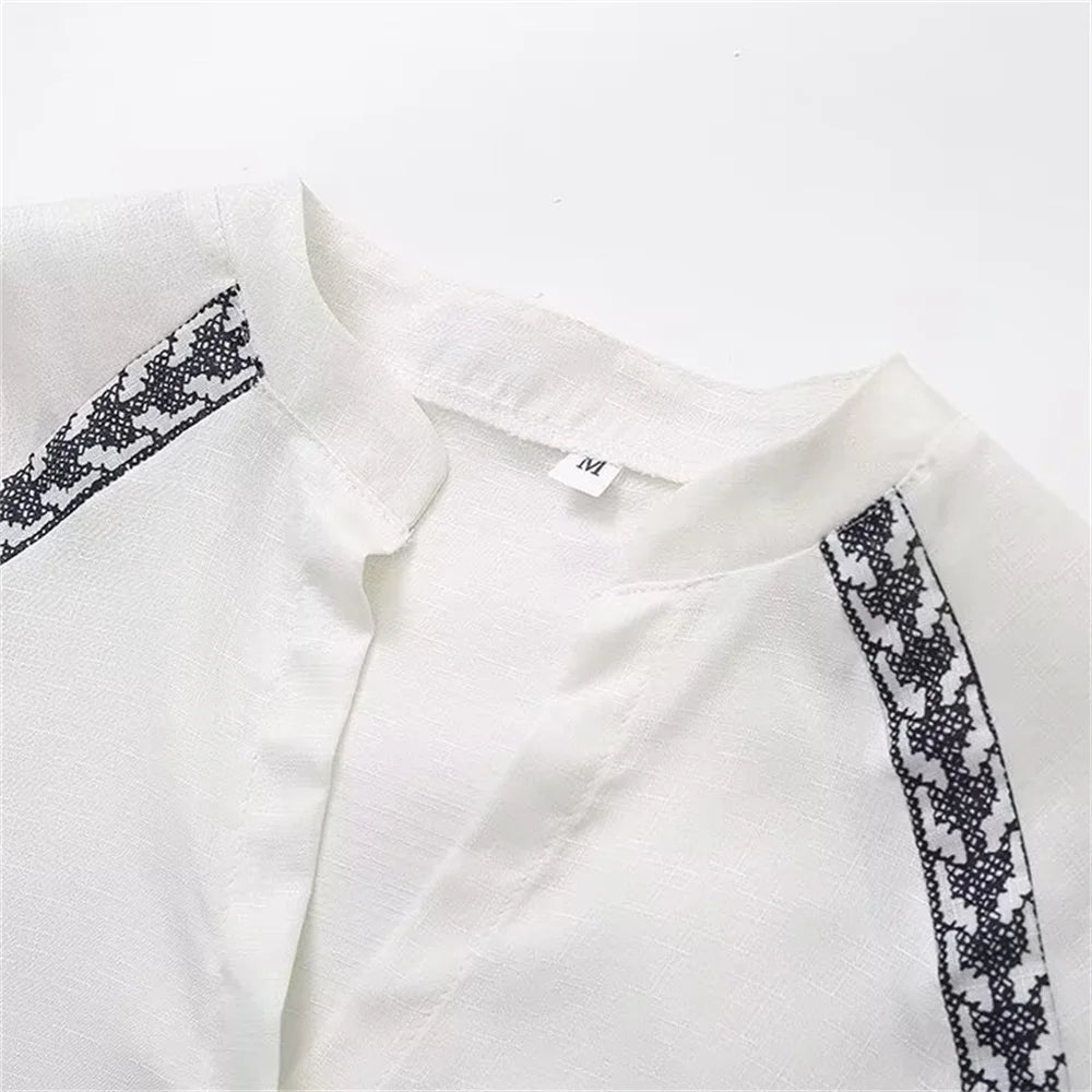 Taop&Za 2024 Summer New Product Women's Fashion and Casual Versatile V-neck Long sleeved Contrast Printed Button Shirt  Amaijoin