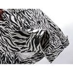 Carregue a imagem no visualizador da Galeria, Fashion Zebra Print Denim Jacket Women Loose Short Outerwear Spring Autumn Korean Big Pocket Long Sleeve Jeans Jackets Female  Amaijoin
