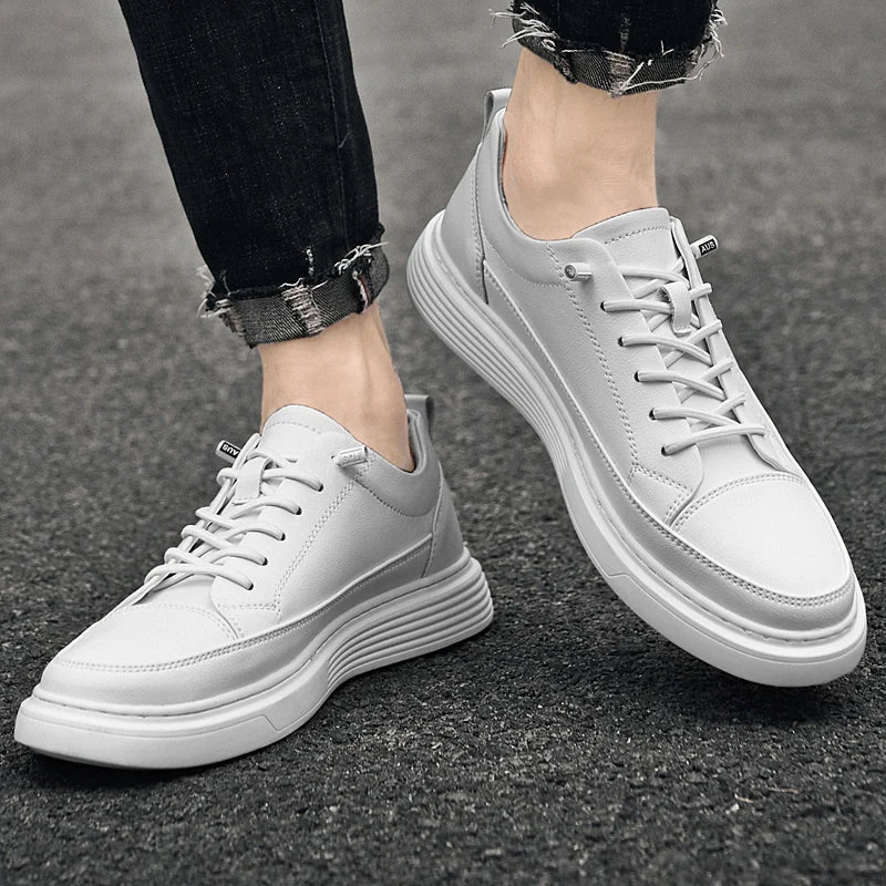 2022 Men's Leather Shoes Thick Sole Soft Surface Outdoor Sneakers Fashion Leather Casual Shoes Comfortable Fashion Oxford Shoes  Amaijoin