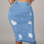 Carregue a imagem no visualizador da Galeria, Denim Short Skirt Women&#39;s Summer Thin Half Skirt Summer Light Wrapped Hip Split Denim Skirt  Amaijoin
