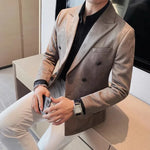 Carregue a imagem no visualizador da Galeria, 2023 Autumn Winter Suede Blazers Men Double-breasted Buttons Casual Business Suit Jacket Streetwear Social Blazer Masculino  Amaijoin
