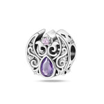 Carregue a imagem no visualizador da Galeria, 925 Sterling Silver Classic Purple Retro Heart Shape Lotus Angel Pattern Charms Beads Fit Pandora Original Bracelets DIY Jewelry  Amaijoin
