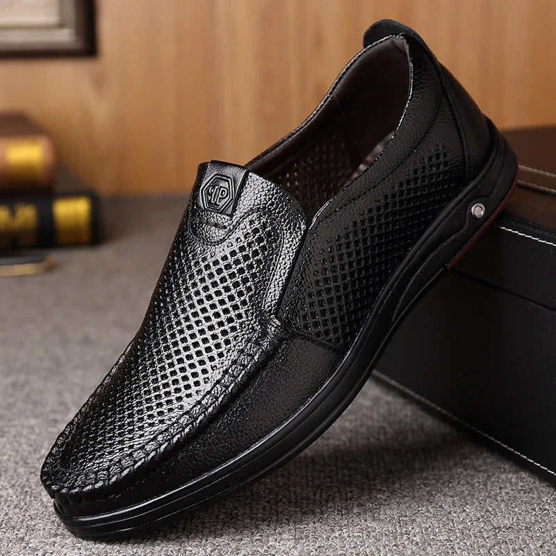 Men's Summer Loafers Shoes Genuine Leather Soft Man Casual Slip-on Cutout Shoes Cowhide Summer Loafers 2023  Amaijoin