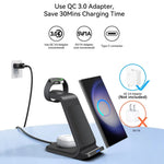 Carregue a imagem no visualizador da Galeria, Wireless Charging Station for Samsung Charger 3 in 1 for Galaxy S23 Ultra/S22/S21/Note 20/10, Galaxy Watch 6/5/Pro/4, Buds 2 Pro  Amaijoin
