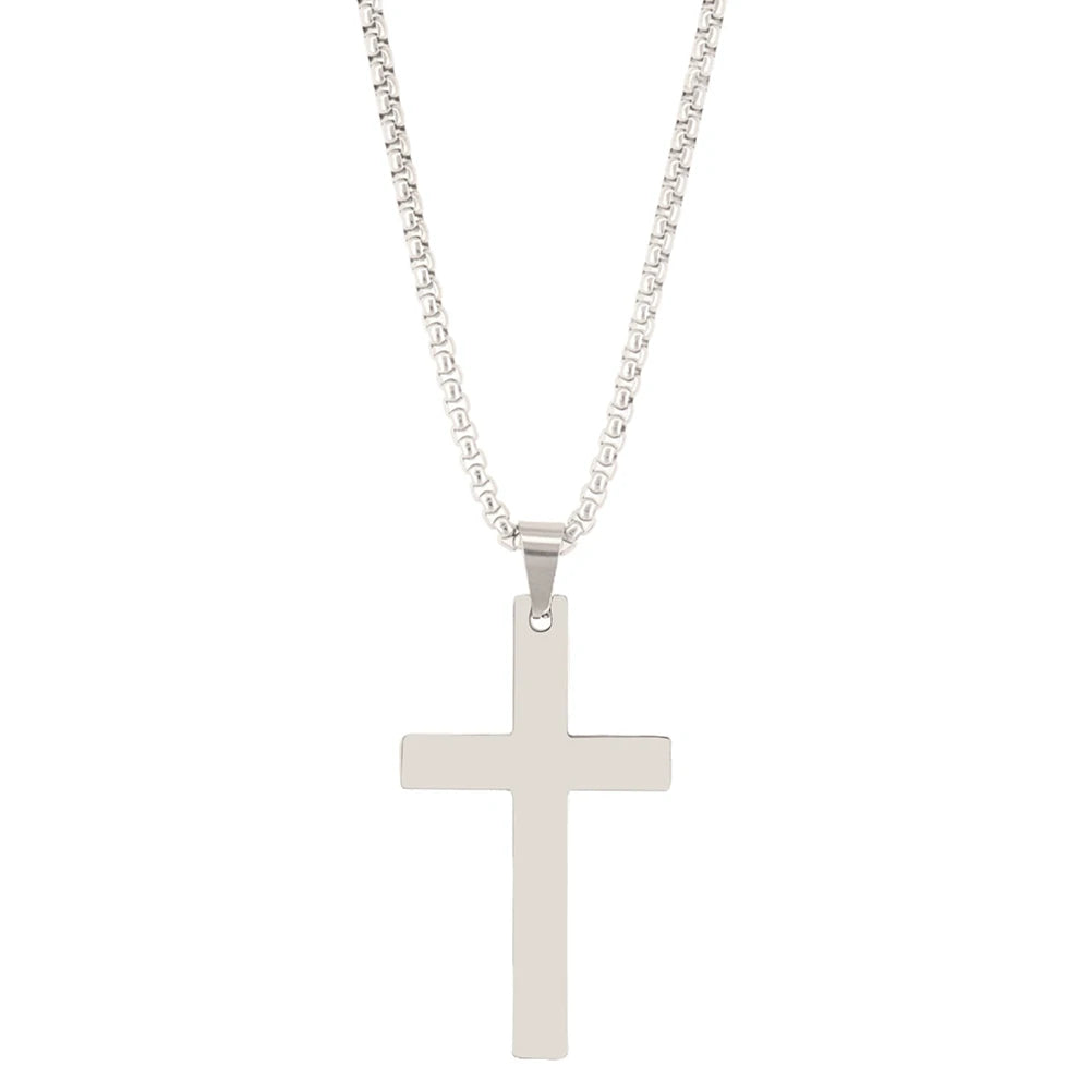 316L Stainless Steel Cross Necklace For Men Chain Necklaces Punk Gold Silver Black Color Cross Pendant Necklace  Jewelry  Amaijoin