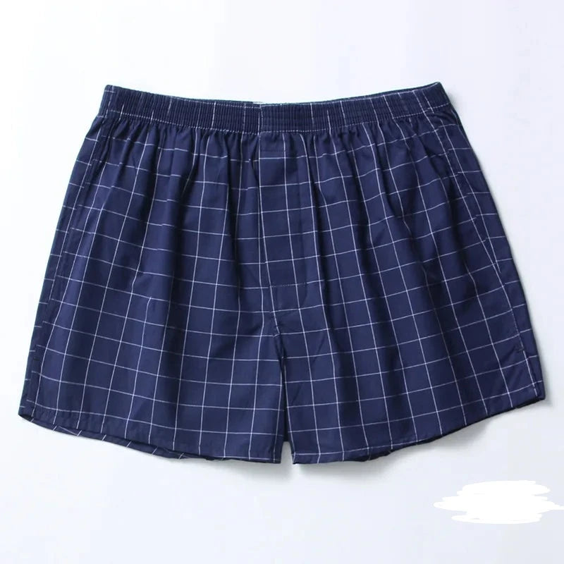 Summer thin Fashion casual plaid sleep bottoms men 100% cotton shorts sleepwear male pajamas Arrow pants S  Amaijoin