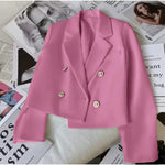 Carregue a imagem no visualizador da Galeria, Fashion Short Women Blazers Elegant Female Suits Jacket Tops Casual   Solid Long Sleeve Office Lady Blazer Coat Spring Autumn  Amaijoin
