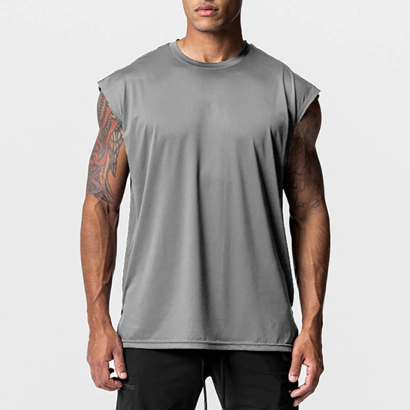 Oversized Gym Clothing Mesh Cut Off Sleeveless Shirt Fitness Tank Top Men Bodybuilding Sportswear Muscle Vests Workout Tanktop  Amaijoin