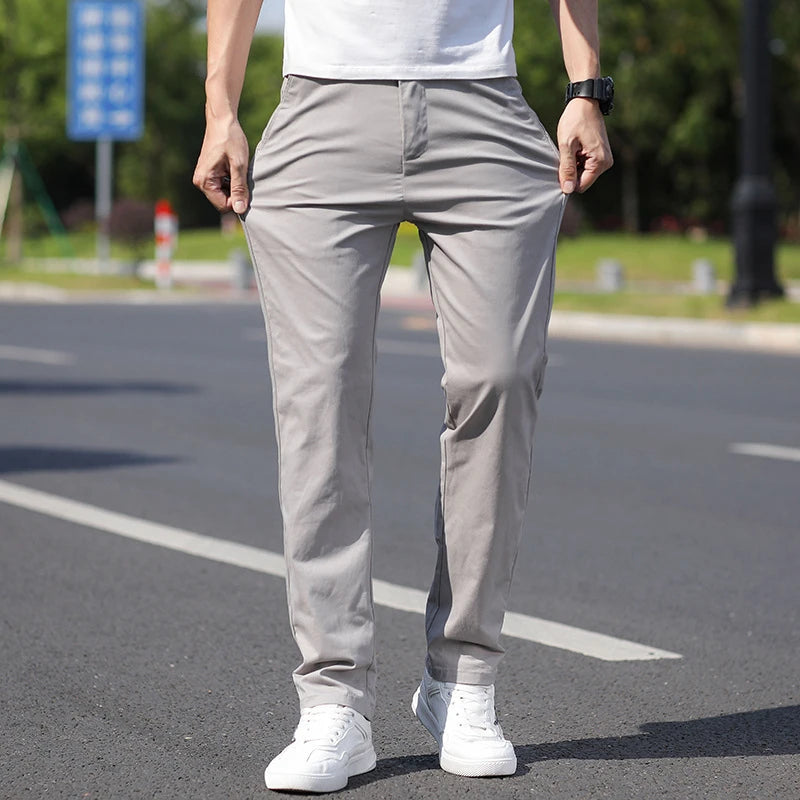 98% Cotton Men's Chinos & Casual Pants, Khaki Pants, Loose Straight , Streetwear Men ,Twill Pants,  Tall Men STRAIGHT Trousers  Amaijoin