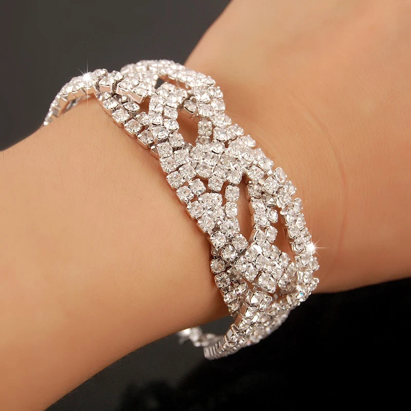 New Fashion Charm Bracelets 925 Silver AAAAA Zircon Crystal Women Bracelet Wedding Engagement Luxury Jewelry  Amaijoin