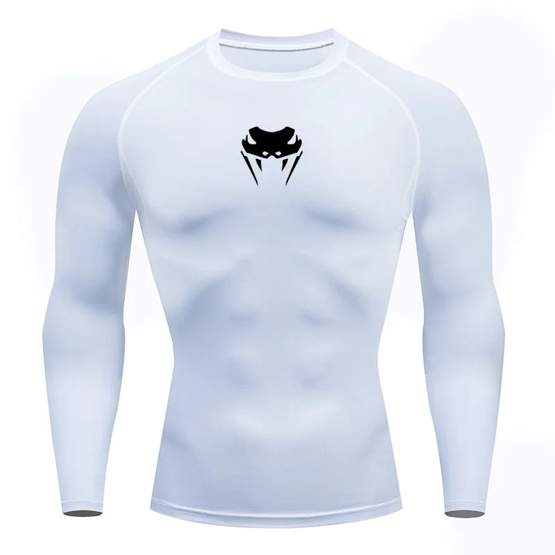 Men O-Neck Compression Shirt Gym MMA Long or Short Sleeve T-shirt Men's Fitness Bodybuilding Clothes Rashguard Sports Top Tees  Amaijoin