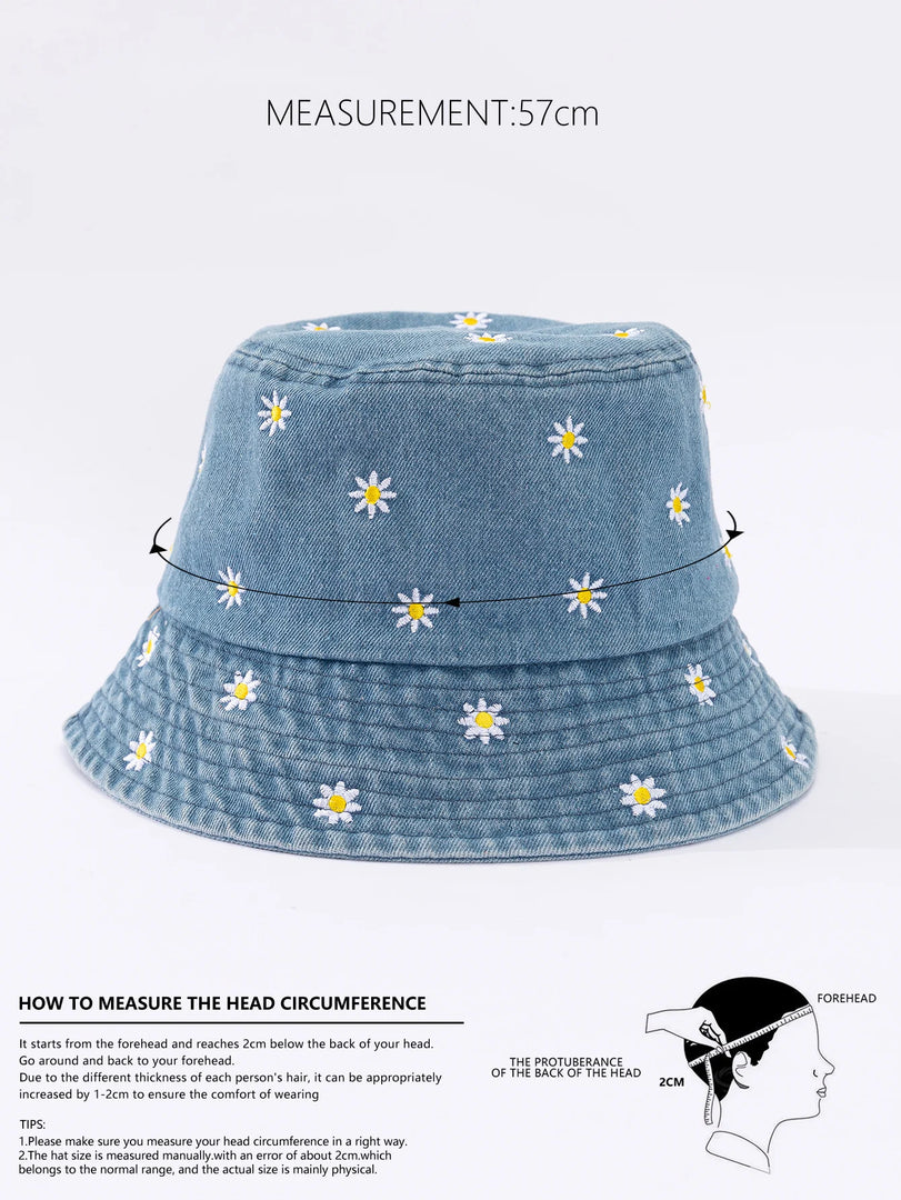 Little Daisy Embroidered Fisherman Hat for Women in Spring and Summer Fashion Versatile Sunshade and Sunscreen Show Small Face  Amaijoin