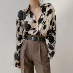 Carregue a imagem no visualizador da Galeria, Cow Print Chiffon Women Shirts Spring Long Sleeve Blouse New Streetwear Tops Fashion Elegant Clothing  Amaijoin
