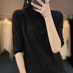 Carregue a imagem no visualizador da Galeria, Spring and Summer2023 New Women&#39;s Half-high collar Short-Sleeved Exquisite Cashmere Sweater Pullover  Amaijoin
