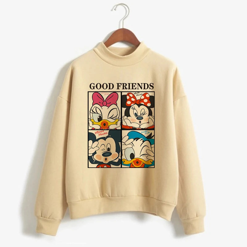 Sweatshirts Turtleneck Minnie Kawaii Cartoon  Anime Sweatshirt Disney Mickey Mouse Hoodie Clothes Girl Boy Top Hoodies  Amaijoin