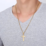 Carregue a imagem no visualizador da Galeria, 316L Stainless Steel Cross Necklace For Men Chain Necklaces Punk Gold Silver Black Color Cross Pendant Necklace  Jewelry  Amaijoin
