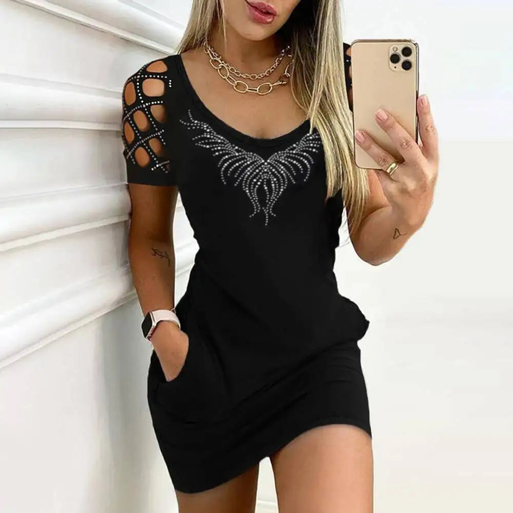 Sexy Club Hip Dress For Women 2023 Summer Slim Fit Short Skirt Elegant Pullover Female Y2K Crop Midi Dresses Vestido Girl Clothe  Amaijoin