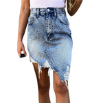 Carregue a imagem no visualizador da Galeria, Fashion Irregular Hem Wrap Hip Skirt 2024 Summer Slim Broken Holes Denim Half-body Dresses Female Comfortable Casual Streetwear  Amaijoin
