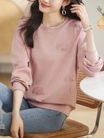 Carregue a imagem no visualizador da Galeria, White Pink Elegant Embroidered Beaded Sweatshirts Women Autumn Winter Loose Casual Y2K Oversized Pullovers Female 2023 New In  Amaijoin
