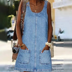 Carregue a imagem no visualizador da Galeria, Cross-border European Summer New 2024 Women&#39;s Clothing Denim Skirt Sexy Cool Tank Dress Amazon Style Sleeveless Pattern Other  Amaijoin
