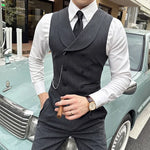 Carregue a imagem no visualizador da Galeria, High Quality Autumn Double Breasted Suit Vest Men Business Formal Sleeveless Vest Slim Fit Wedding Groom Banquet Party Waistcoat  Amaijoin
