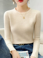 Carregue a imagem no visualizador da Galeria, Fashion Ribbed Women Sweater Knitted Soft Pullovers Jumpers Basic Solid Soft Long Sleeve Sweaters For Women Autumn Winter Tops  Amaijoin
