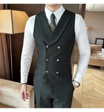 Carregue a imagem no visualizador da Galeria, High Quality Double-Breasted Solid Mens Vest Coat Korean Style Business Slim Fit Male Waistcoat Groom Wedding Dress Suit Vests  Amaijoin
