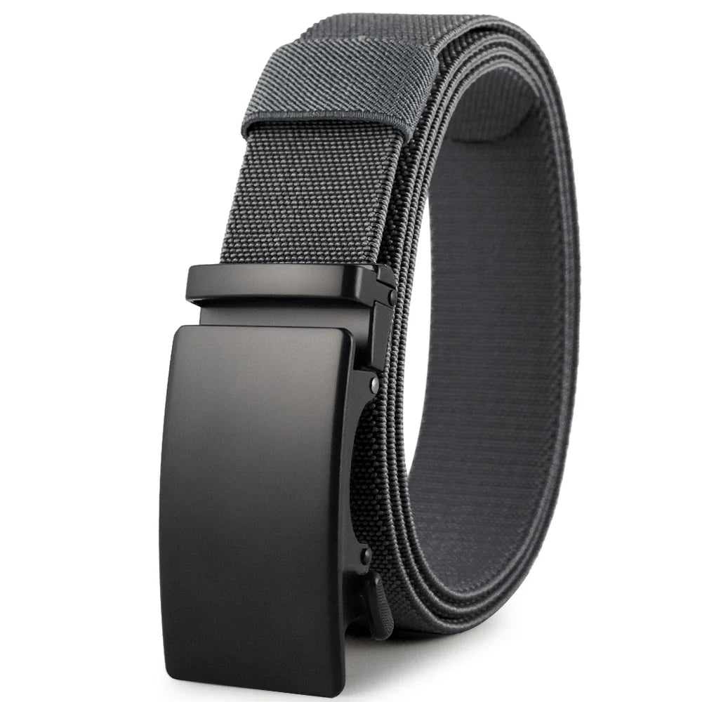 New Golf Sports Elastic Belt Tactical Belt Metal Automatic Buckle Tough Stretch Nylon Men Military Belt 115-150CM Big Size Belts  Amaijoin