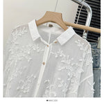 Carregue a imagem no visualizador da Galeria, Embroidery Stereo Jacquard Gentle Blouses Single-breasted Lace Patchwork Age Reducing Blusas 2024 Spring Autumn New Chic Shirts  Amaijoin
