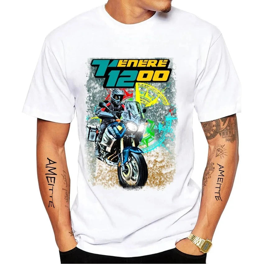 Super Tenere XTZ 750 1994 Old Classic Riding Tshirts Summer Men Short Sleeve Motorcycle Rider T-Shirt Hip Hop Boy Casual Tees  Amaijoin