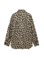 Carregue a imagem no visualizador da Galeria, TRAF-Long Sleeve Leopard Shirts for Women, Button-up Blouses, Animal Print, Chic Tops, Female Fashion  Amaijoin
