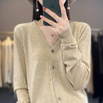 Carregue a imagem no visualizador da Galeria, 2023 Spring and Summer Cashmere Cardigans Women  V-neck Knitted Sweater Fashion Knitwear Solid Cashmere Cardigans Women&#39;s  Amaijoin
