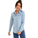 Load image into Gallery viewer, Streetwear Light Blue Cotton Thin Basic Shirts Jeans Woman 2024 Spring Long Sleeve Denim Blouses Ladies Tops Clothes  Amaijoin
