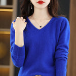 Carregue a imagem no visualizador da Galeria, Women&#39;s Flat V-neck Mink Cashmere Sweater New Autumn/winter 2023 Knitted Loose Pullover Commuter Basic Knit Top  Amaijoin
