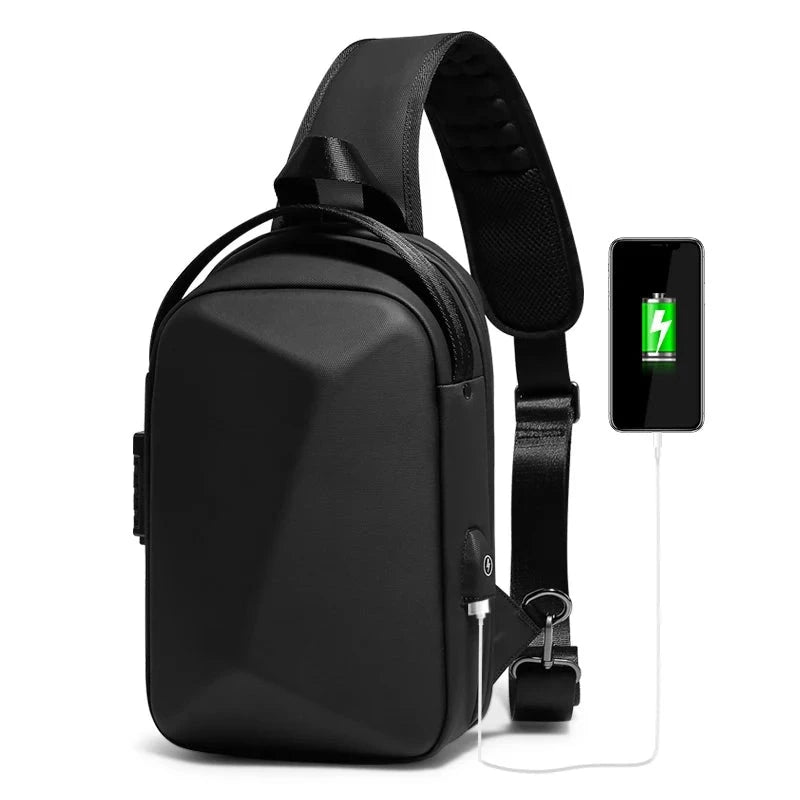 Fenruien Men's Bag Shoulder Bag Multifunction Anti-theft Waterproof Male Crossbody Bag Casual Short Trip Chest Pack USB Charging  Amaijoin