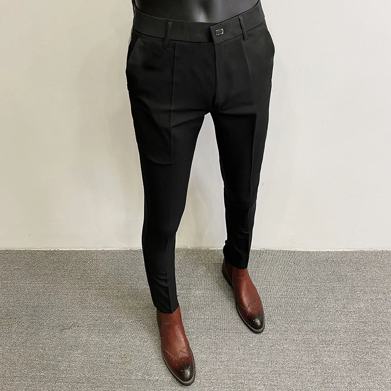 Men Suit Pants Dress Pantalone Hombre Stretch Slim Formal Trousers Calça Masculina Solid Color Casual Pants Fashion Men Clothing  Amaijoin