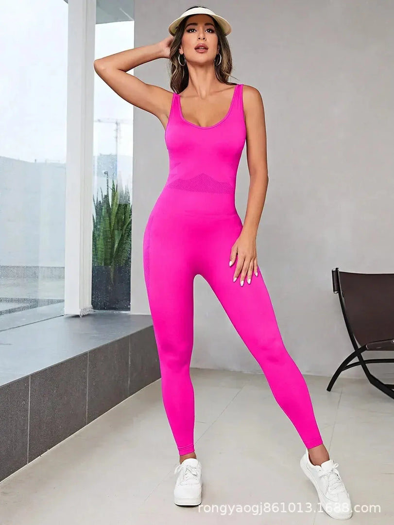 Sexy Cross-back Open-back Yoga Suit Fitness Jumpsuit Women's Dance Sportswear One-piece Active Wear For Exercise Fitness  Amaijoin