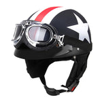 Load image into Gallery viewer, Half Open Face Motorcycle Helmet with Goggles Visor Scarf Biker Scooter Touring Helmet Detachable Visor Helmet  Amaijoin
