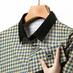 Load image into Gallery viewer, New Men&#39;s Plaid Badge Short Sleeved POLO Shirt Summer Casual Top  Amaijoin
