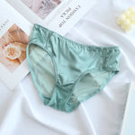 Carregue a imagem no visualizador da Galeria, Birdtree 100%Mulberry Silk Satin Women Pants Medium Waist Simple Shorts Breathable Buttocks Wrapped Briefs Thin Thong P37022QM  Amaijoin
