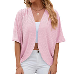 Carregue a imagem no visualizador da Galeria, 2024 Elegant Women&#39;s Mid Sleeve Casual Loose Hollow Out Cardigan Fashion Ladies Outwear Womens Sunscreen Shirts Boho Tops  Amaijoin
