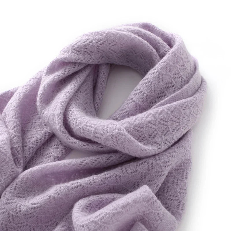 Autumn Winter New Women 100% Pure Cashmere Knitted Scarf Solid Color Poncho Warm Fashion Capes Ladies High Quality Scarves  Amaijoin