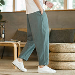 Load image into Gallery viewer, 2023 Summer Men&#39;s Trousers Cotton Linen Fashion Casual Pants Solid Color Breathable Loose Shorts Straight Pants Streetwear M-5XL  Amaijoin
