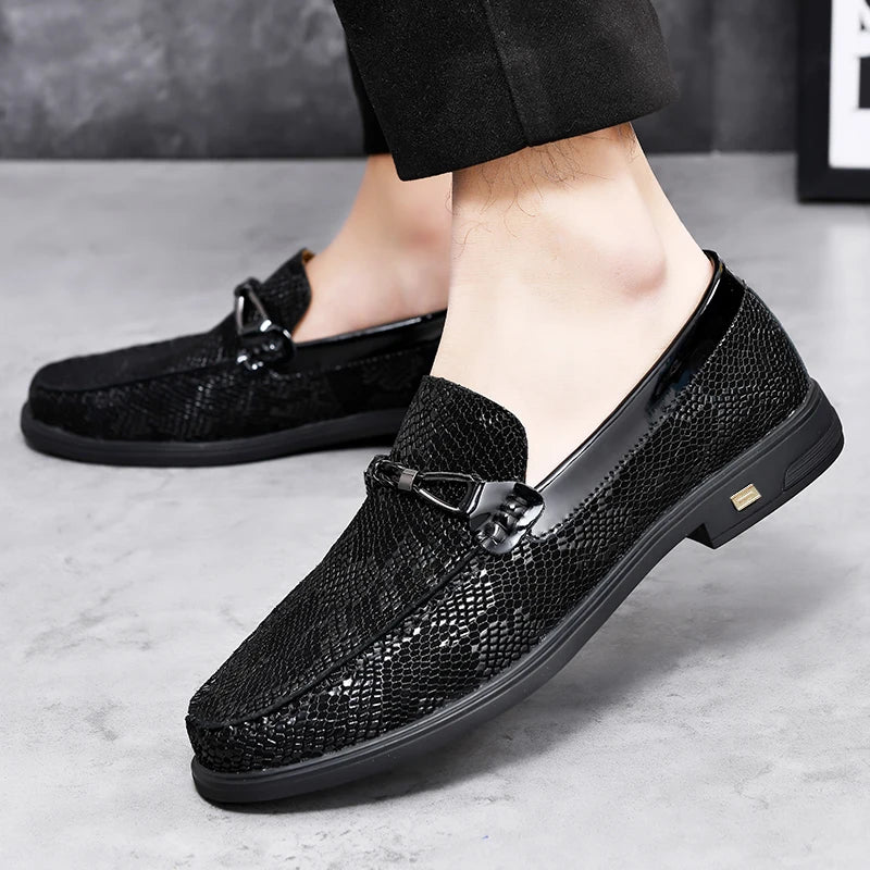 Luxury Brand Red Leather Shoes Genuine Leather Fashion Loafers Slip-On Driving Shoes Men Casual Soft Sole Classic Business Shoes  Amaijoin