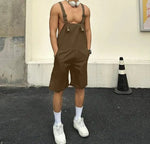 Carregue a imagem no visualizador da Galeria, 2023 Men Rompers Solid Color Sleeveless Summer Pockets Streetwear Suspender Jumpsuits Fashion Casual Men Overalls Shorts INCERUN  Amaijoin
